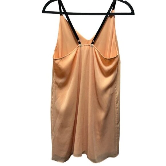 Alice + Olivia Womens Peach Mini Slip Dress With Black Leather Straps Size M - Picture 2 of 9